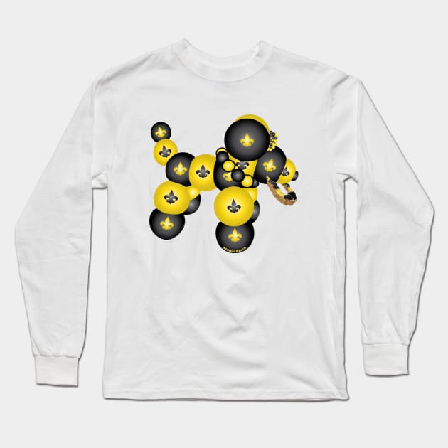 New Orleans Black and Gold Louisiana Dog Long Sleeve T-Shirt by Little Shop of Nola